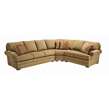 Custom 3-Piece Sectional with Rolled Arms